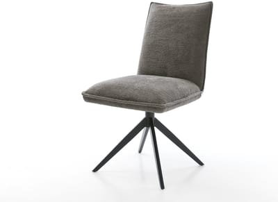 Eetkamerstoel Lelio-Flex kruisframe breed zwart bouclé zacht mud 360° draaibaar rocker-functie pocketveer kern