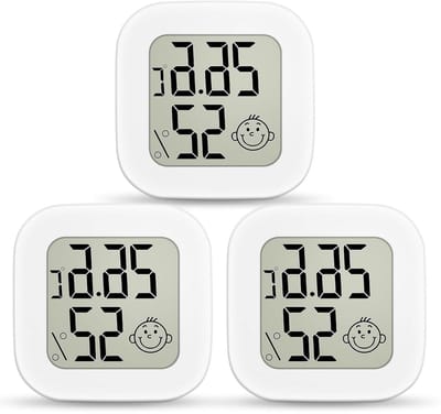 Digitale Mini-Hygrometer 3 Stuks - LED Display - Thuis, Kantoor, Slaapkamer - Omgevingsthermometer - Tuin - Wit - Comfortlogo - Nauwkeurige Temperatuurmeting