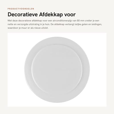 Dailygoods- Afdekkap 80mm - Decoratieve Afdekking - Muur Gat Afdekking - Eenvoudige Installatie - Duurzaam PVC - Wit - Muurafdekking