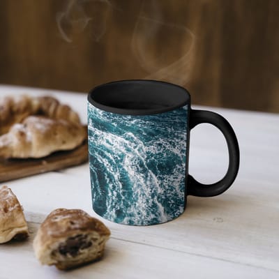 Magische Mok - Foto op Warmte Mokken - Koffiemok - Oceaan - Blauw - Draaikolk - Magic Mok - Beker - 350 ML - Theemok