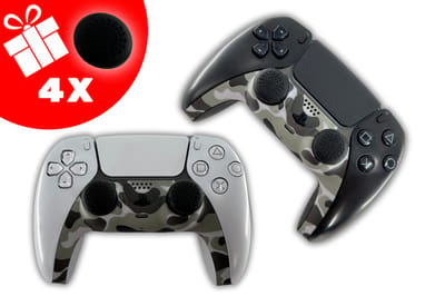TURQERO© Playstation 5 controller faceplate set - PS5 Controller behuizing - PS5 accessoires - Camouflage licht grijs - Geschikt voor playstation 5 controller - Inclusief Thumb Grips