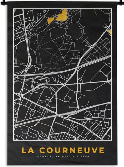 Wandkleed - Wanddoek - Kaart - Frankrijk - Stadskaart - Plattegrond - La Courneuve - 120x180 cm - Wandtapijt