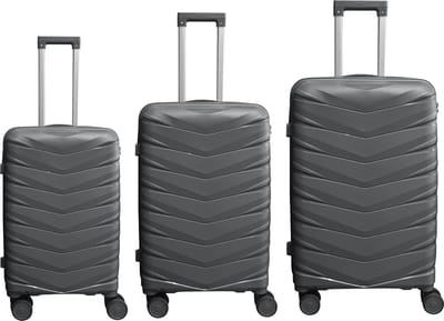 Nicomar Travelmaster 3 delige kofferset L, M, S Antraciet harde koffers met dubbele licht rollende spinwielen cijferslot 3x Hardcase koffer Antraciet