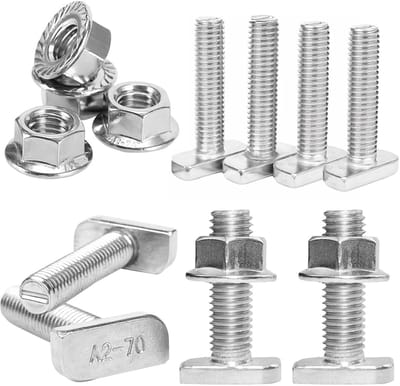 Allecto - Hamerkopschroeven M10 x 25 - Roestvrij staal - Set van 40 - Vergrendelingsmoeren - Voor broeikas en zonnepanelen