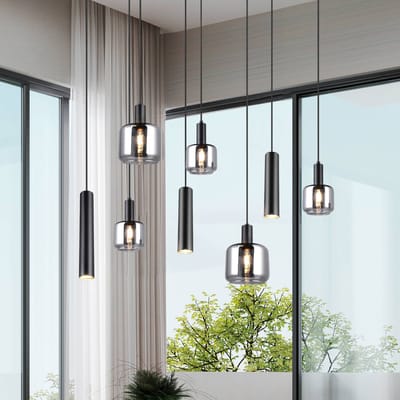 TRIO MATARO - Hanglamp - Zwart mat - excl. 2x E27 4,9 W - Plafondbevestiging - In hoogte verstelbaar