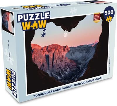 Puzzel Zonsondergang vanuit grot - Legpuzzel - Puzzel 500 stukjes