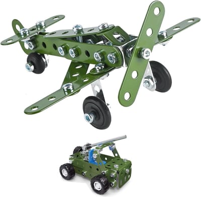 Metalen Bouwdoos - Educatief Speelgoed - Creatief Bouwen - Bevordert Vaardigheden - 17 cm - Groen