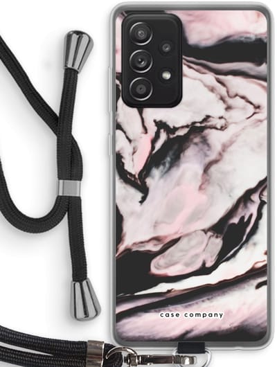 Case Company® - Hoesje met koord geschikt voor Samsung Galaxy A52s 5G hoesje met Koord - Roze stroom - Telefoonhoesje met Zwart Koord - Bescherming aan alle Kanten en Over de Schermrand