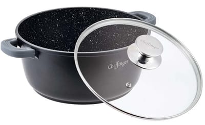 Cheffinger Braadpan met Deksel - 20cm - 2L - Zwart - Inductie