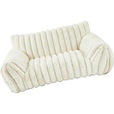 Canapé pour Chien Canapé pour Animal de Compagnie avec Dossier Lit Chaud Doux pour Chats Petits Chiens Blanc M 75*50*20cm blanc