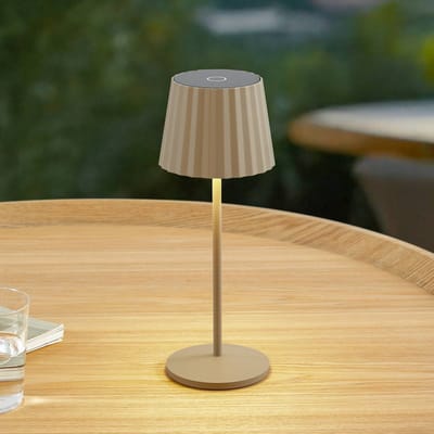 Lindby - Terraslampen- met dimmer - 1licht - Aluminium spuitgietwerk, kunststof - H: 28.5 cm - zandbeige - Inclusief lichtbron