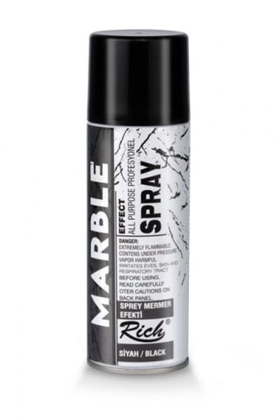 Rich Marmer Effect Spuitverf 200ml – Decoratieve Spuitbus voor Binnen & Buiten | Marmerlook op Hout, Glas, Metaal, Kunststof | Sneldrogende Verf – Zwart