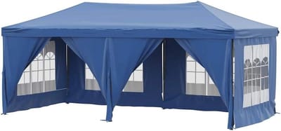 Opvouwbare Partytent - Feesttent Paviljoen - Tuinfeesten Organiseren - Waterafstotend UV-bescherming - 580 x 292 x 245 cm - Blauw