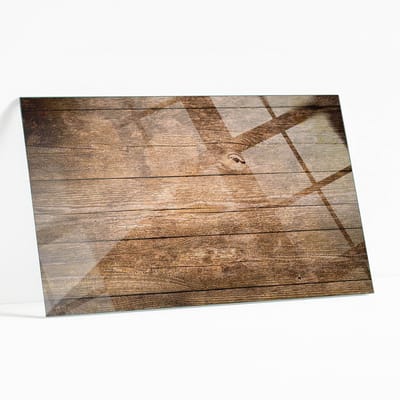 Wallfluent - Houten Plankstructuur Gehard Glas - 120 x 80 cm - Bruin Glazen Tafelblad - Rechthoekig Tafelblad Glas - Glasplaat Tafel - Gehard Glazen Tafelblad Voor de Eettafel in de Eetkamer