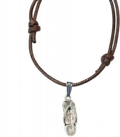 Enkelketting bruin schuif leatherlook met teenslipper 23 cm - Charme Bijoux