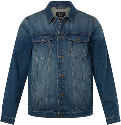JP 1880 - Heren - Denim jack borstzakken knoopsluiting - Blauw denim - Maat 3XL