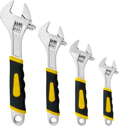 Set van 4 Roller Fork Sleutels, Verstelbare Moersleutels van Koolstofstaal, Multifunctionele Sleutel met Metrische Schalen en Antislip Handvat voor Fietsen en Motoren