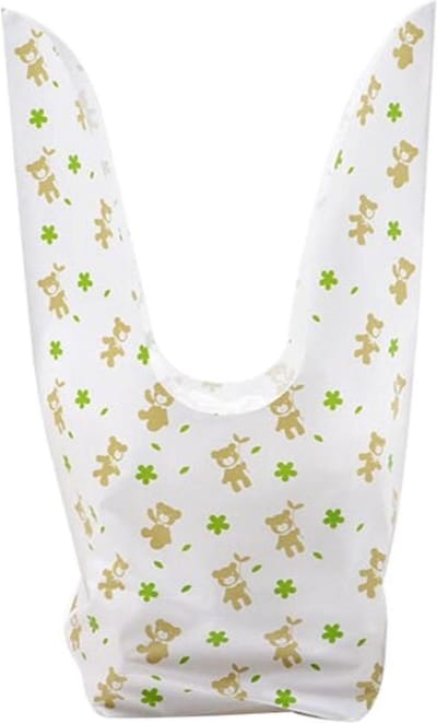 50x Uitdeelzakjes Wit - Groene Beertjes 13x22 cm - Plastic Traktatie Kado Zakjes - Snoepzakjes - Koekzakjes - Koekje - Cookie Bags - Kinderverjaardag