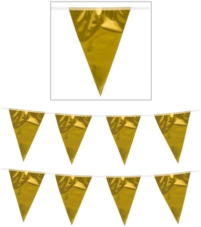 Boland Vlaggenlijn - 2x - goud - 10 meter - vlaggentjes - glitter en glamour