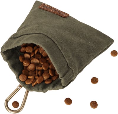 MAGICSHE Beloningstasje Voor Honden Met Automatische Sluiting - Handsfree Trainingstas Hond Met Karabijnhaak - Kleine Voederzak Voor Honden - 12 X 12 Cm Groen