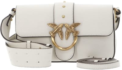 PINKO schoudertas Love One Mini Slouchy FL Bianco Seta - Antique Gold crème