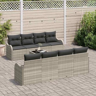 vidaXL - Tuinbank - Set - Lichtgrijs - 55 - x - 55 - x - 37 - cm - poly - rattan