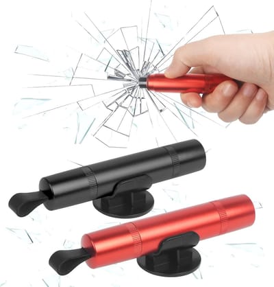 Noodhamer Auto - Veiligheidshamer Gordelsnijder - Noodsituaties Ontsnappen - 2-in-1 Functie - Compact Formaat - Rood Zwart