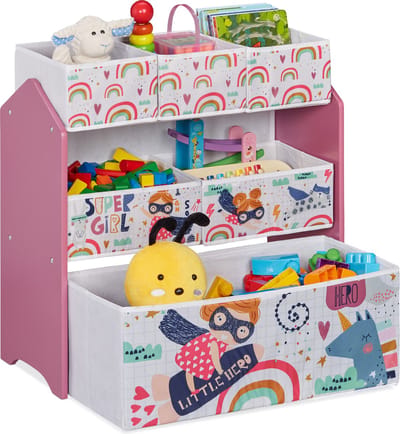 speelgoedkast - 6 manden - 66x63x30 cm - kinderen - opbergkast kinderkamer