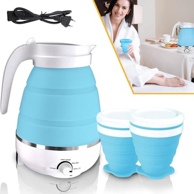 Opvouwbare Waterkoker - Elektrische Waterkoker - 600ML Draagbare Reiswaterkoker - Opvouwbare Waterkoker Met 2 Opvouwbare Kopjes