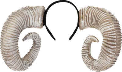KIMU® Haarband Hoorns Wit Bruin Diadeem - Demon Duivel Ram Bok Schaap Stier Buffel Steenbok Heks - Haar Band Halloween Eng Griezel Monster Dames Heren Griekse God Festival