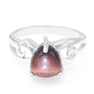 Cavill - Modieuze Zilveren Damesring 925 Sterling - Rode Tijgeroog 1,65 ct - Mexicaanse Trilliant Cabochon - Stijlvolle Elegantie