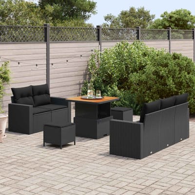 vidaXL - Tuinbank - Set - 8 - st - 5-Aantal - zitplaatsen - Zwart - poly - rattan