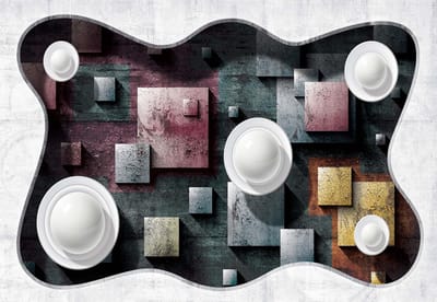Fotobehang Abstract Modern Design Art Spheres | XL - 208cm x 146cm | 130g/m2 Vlies