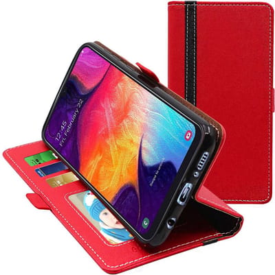 ebestStar - Hoes geschikt voor Samsung A30 Galaxy SM-A305F, Wallet Etui, Book case hoesje, Zwart, Rood