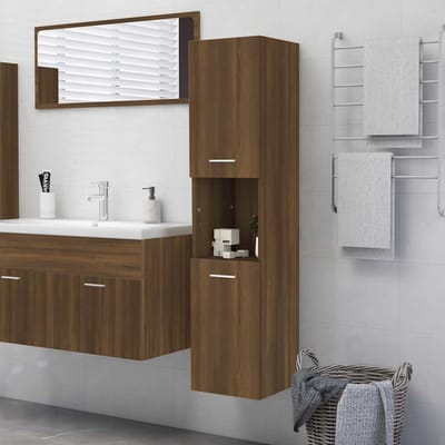 vidaXL - Badkamerkast - 30x30x130 - cm - bewerkt - hout - bruin - eikenkleur