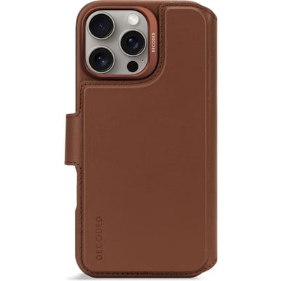 DECODED Leren Detachable Wallet Case Geschikt voor iPhone 16 Pro Max - 2-in-1 Magnetisch Afneembaar Hoesje met Pasjeshouder - Premium ECCO Leer - Geschikt voor MagSafe - Bruin