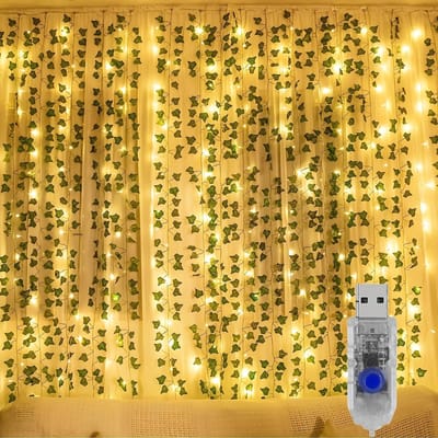 Livano Klimop Slinger - Met Led Lichtjes - Met Lichtjes - Klimop Kunstplant - Plant Slinger - Hangplant Kunstplanten - Fairy Lights - String Lights - Bedroom - Nep Klimop - Warm Wit