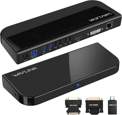 Universeel Dockingstation voor 2 Monitoren met USB C en USB 3.0 - HDMI, DVI/VGA, Gigabit Ethernet, Audio en Microfoon
