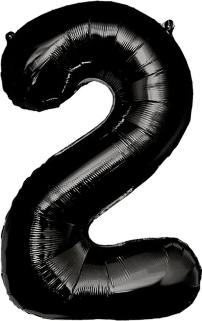Folieballon | Cijferballon | Cijfer 2 | Kleur: Zwart | Afmeting: 86cm