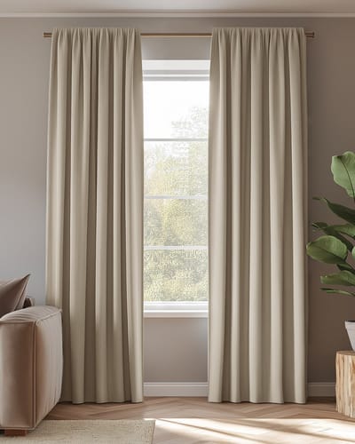 HOOMstyle Kant en Klaar gordijn met haakjes Amber - Verduisterend - Met Plooiband - 140x270cm - Zand / Tarwe