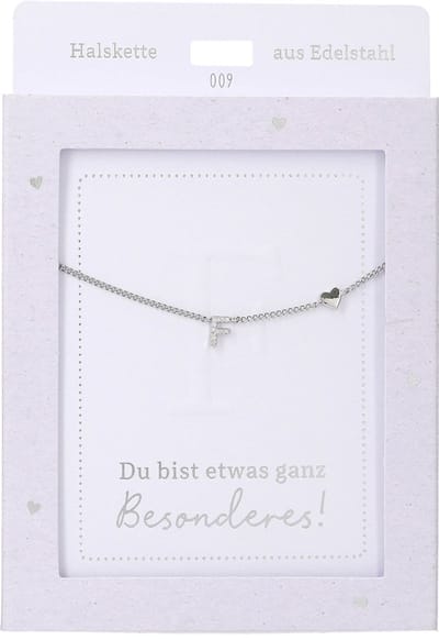 Depesche ketting zilver letter F hartje - sieraad cadeau meisjes.