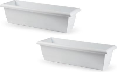 PlasticForte Plantenbak - 2x stuks - wit - rechthoekig - 60 x 20 x 16 cm - Bloembakken voor binnen/buiten
