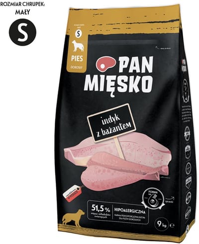 Pan Mięsko – Droge hondenvoeding – Kalkoen & Fazant met groenten – Kleine rassen – Chrupki S – 9 kg – Hypoallergeen & rijk aan eiwitten