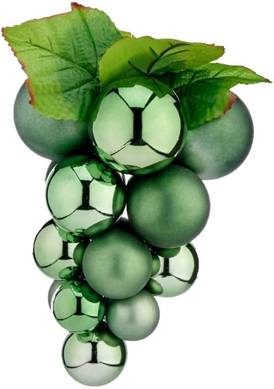 Krist+ Kerstornament druiventros - groen - 20 cm - kunststof - kersthanger fruit - wijn thema - decoratie druiven