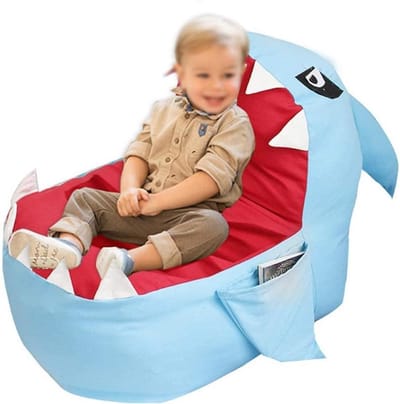 Zitzak voor extra grote Haai knuffelopslag - Zitzak stoelen - Zacht pluche speelgoedorganisator - Pluizige loungebank voor kinderen en volwassenen - Zitten en slapen - Blauw