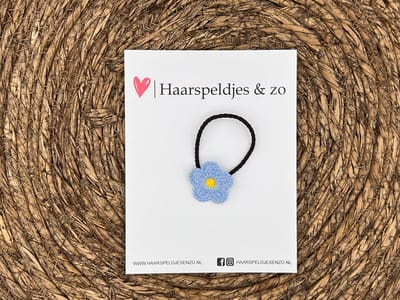 Elastiek - per stuk - hippe kleuren - met bloem - meisjes - blossem - blauw