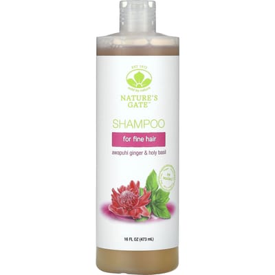 Mild By Nature, (Poort van de Natuur), Awapuhi Gember en Heilige Basilicum Shampoo, voor Fijn Haar, 16 fl oz (473 ml) white