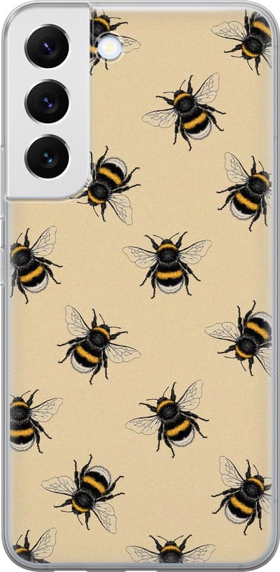 Leuke Telefoonhoesjes - Hoesje geschikt voor Samsung Galaxy S22+ - Bijen print - Soft case - TPU - Print / Illustratie - Geel