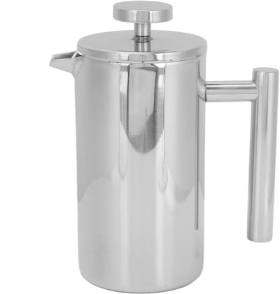 Dailygoods- Koffiezetapparaat Dubbellaags Isolatie - Franse Perspot - Roestvrij Staal - Drievoudige Filterdruk - Draagbaar - Effectief Warmtebehoud - Franse Pers