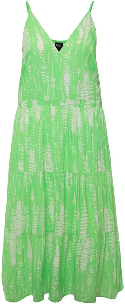Ulla Popken - Dames - Midi-jurk V-hals triangelcups mouwloos - Mintgroen - Maat 46+